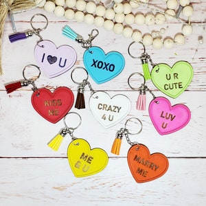 Conversation Heart Keychain SVG, Valentine Heart Keychain SVG, Scrap Buster Laser Cut File, Be Mine Valentine Gift, Sweetheart Love Hearts