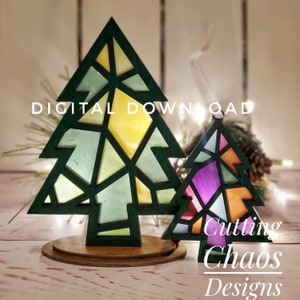 Arbre de Noël en mosaïque SVG, Faux arbre en mosaïque, Arbre debout SVG, Ornement d’arbre en mosaïque, Fichier numérique d’arbre de Noël en couches, Fichier laser mosaïque