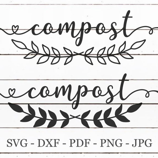 Kompost mit Blatt Design - DIGITALE SVG Kunst für die Verwendung mit Cricut und Silhouette Schneidemaschinen