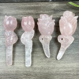 Large Rose Quartz Roses - Choose One Rose, Rose Quartz Flower, Rose Quartz Long Stem Rose, Valentines Day, Gifts for her, Mothers Day Gift