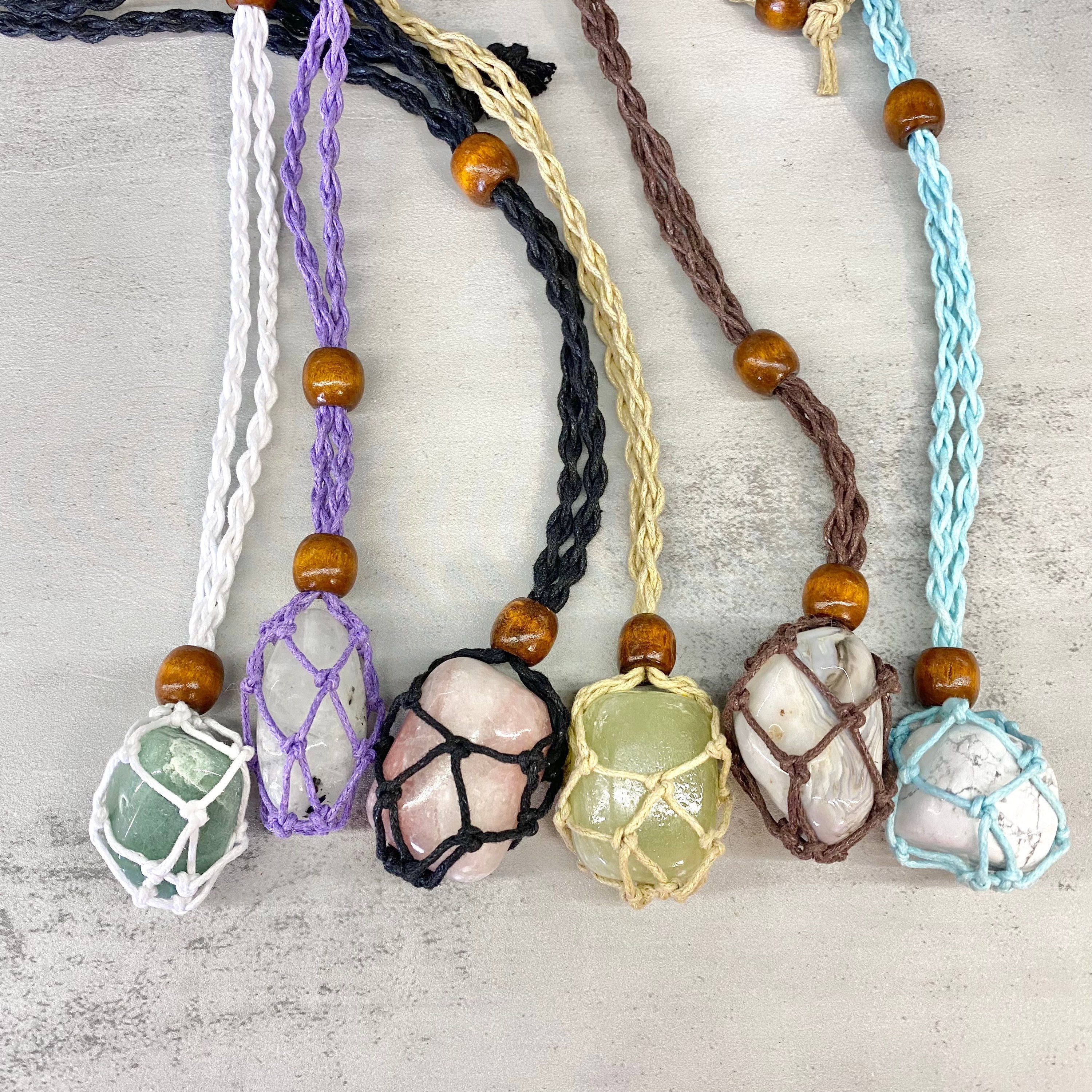 Handmade Macrame Crystal Holder Necklace-empty Stone Basket Necklace-handmade  Crystal Pouch Cage Necklace Interchangeable Without Stone 