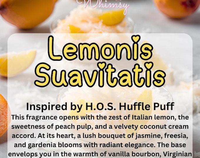 Lemonis Suavitatis Perfume | Italian Lemon, Peach, Coconut Cream, Jasmine, Vanilla Bourbon, Cedar | Bright Floral Lemon