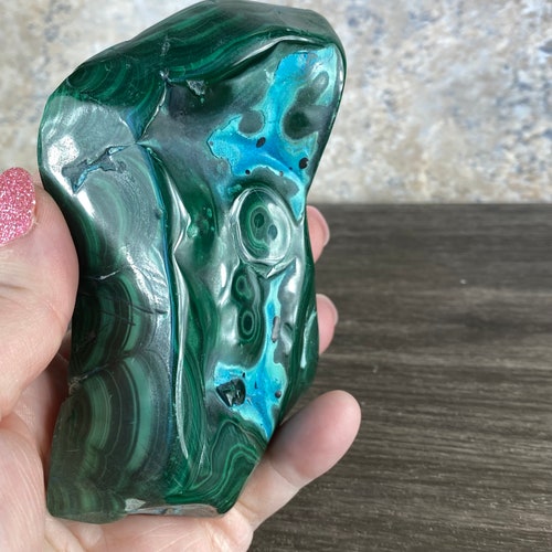 Polished Malachite & Chrysocolla shops Natural Freeform | Malachite Specimen | Malachite with Chrysocolla pieces | Crystals | Malachite 02