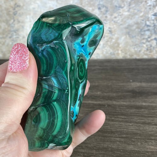 Polished Malachite & Chrysocolla shops Natural Freeform | Malachite Specimen | Malachite with Chrysocolla pieces | Crystals | Malachite 02