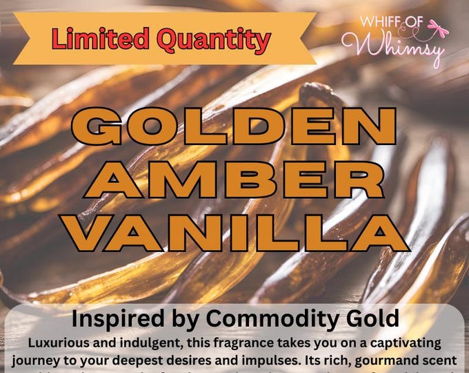 Golden Amber Vanilla Perfume | Amber, Sandalwood, Vanilla | Warm Sweet Cozy Scent with a Radiant Glow