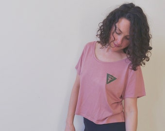 Women's Dusty Pink Oversized Cropped Tee - Fully Sustainable