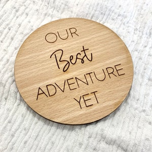 Pregnancy Announcement Wooden Disc| Personalised Baby Announcement| Baby Coming Soon| Personalised Baby Disc| Baby Name Prop