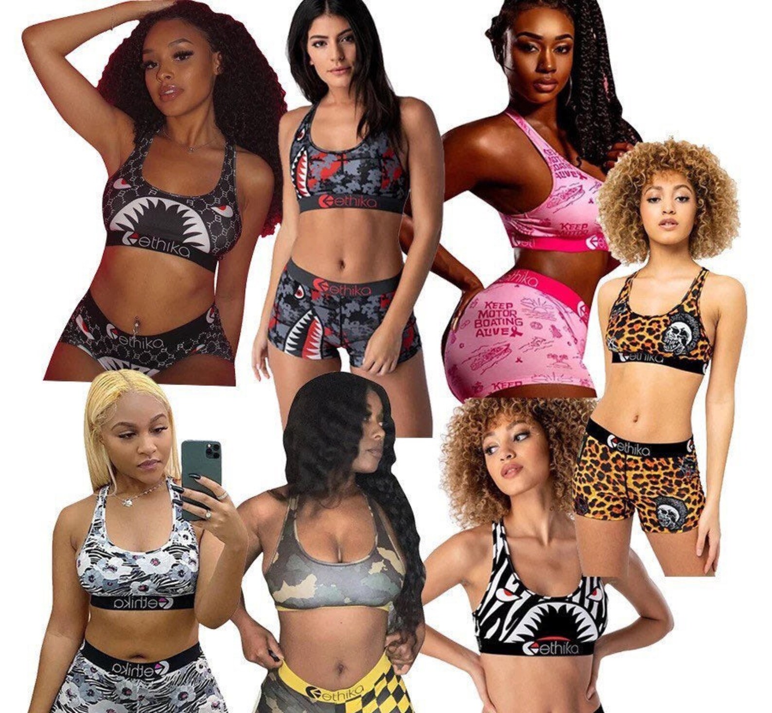 2 piece womens Ethika Sports Bra and Boyshort Set Etsy