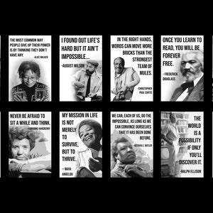 Black Authors Inspirational Quotes - 11x17 and 8.5x11 Poster Set for Teachers, Classroom and Home - (12 Print-at-Home Posters)