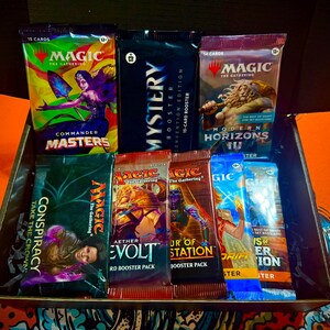 MTG Magic the Gathering Crazy Combo Gift Box w/ 8 Booster Packs - Commander Masters, Mystery Booster, Modern Horizons 3, Aetherdrift + More!