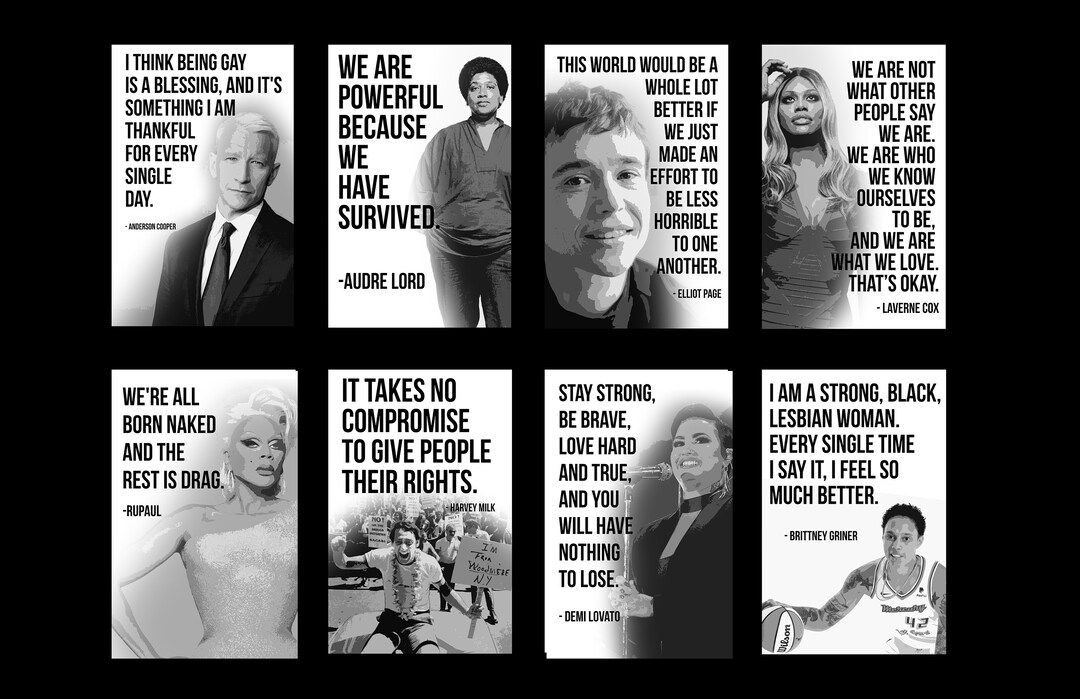 Inspirational LGBTQ Motivational Quotes 11x17 and 8.5x11 Poster Set for