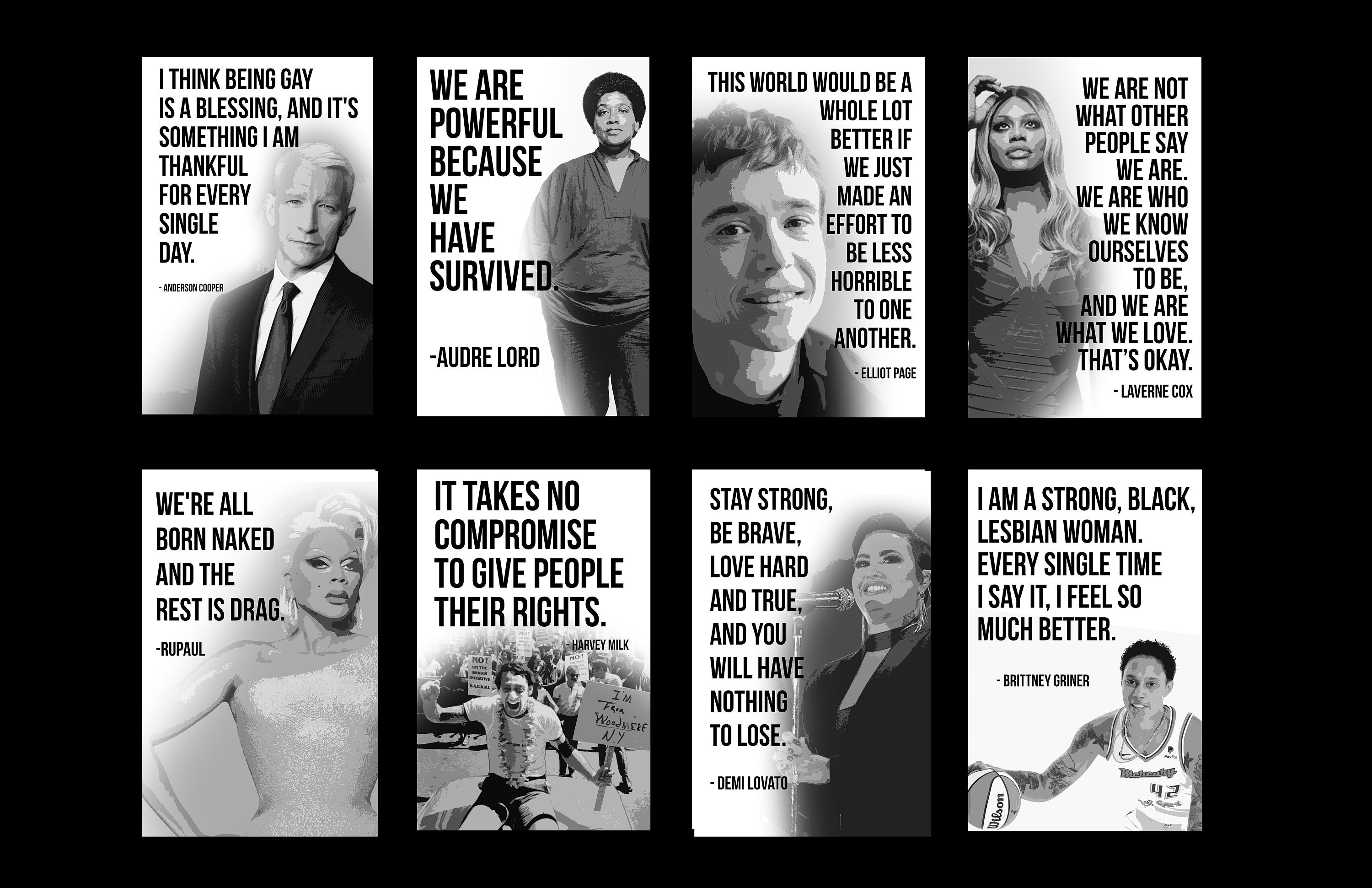 Inspirational LGBTQ Motivational Quotes 11x17 and 8.5x11 Poster Set for