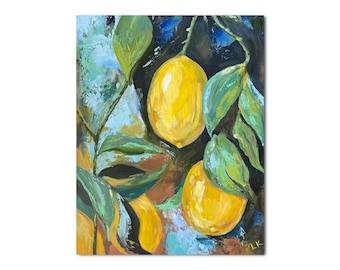 Lemon Tree Original Art Oil Painting 12&quot; x 16&quot;