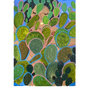 Cactus Garden Original Painting 24x34" Modern Wall Art by Inna Kalina