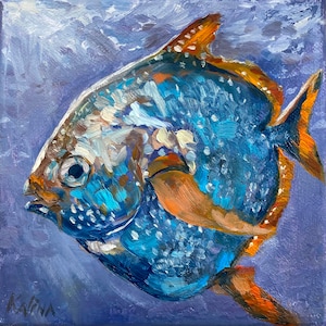 エイの油絵 魚 オリジナルアート 海の動物の絵画 海洋壁アート エイの油絵 魚 オリジナルアート 海の動物の絵画 海洋壁アート