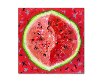 Watermelon Red Oil Painting Canvas Artwork 8 by 8&quot;