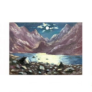 Moonlight Night Original Oil Painting - 5 x 7&quot;