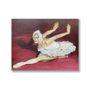Ballerina Swan Original Oil Painting | Small 7x9&quot; Artwork for Ballet Enthusiast Gift for Ballet Dancer Decor