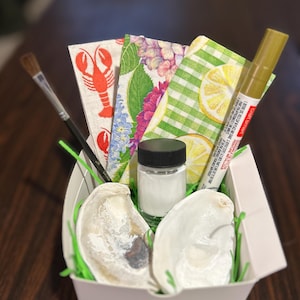 DIY Decoupage Shell Kit, Fun Make Your Own Crafts at Home with Oyster Shells