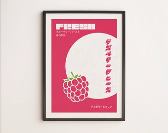 Raspberry Art Print | Kitchen Wall Art | Fruit Print | Kitchen Decor | Watermelon Print | Art for Kitchen | Art for Dining Room Digital
