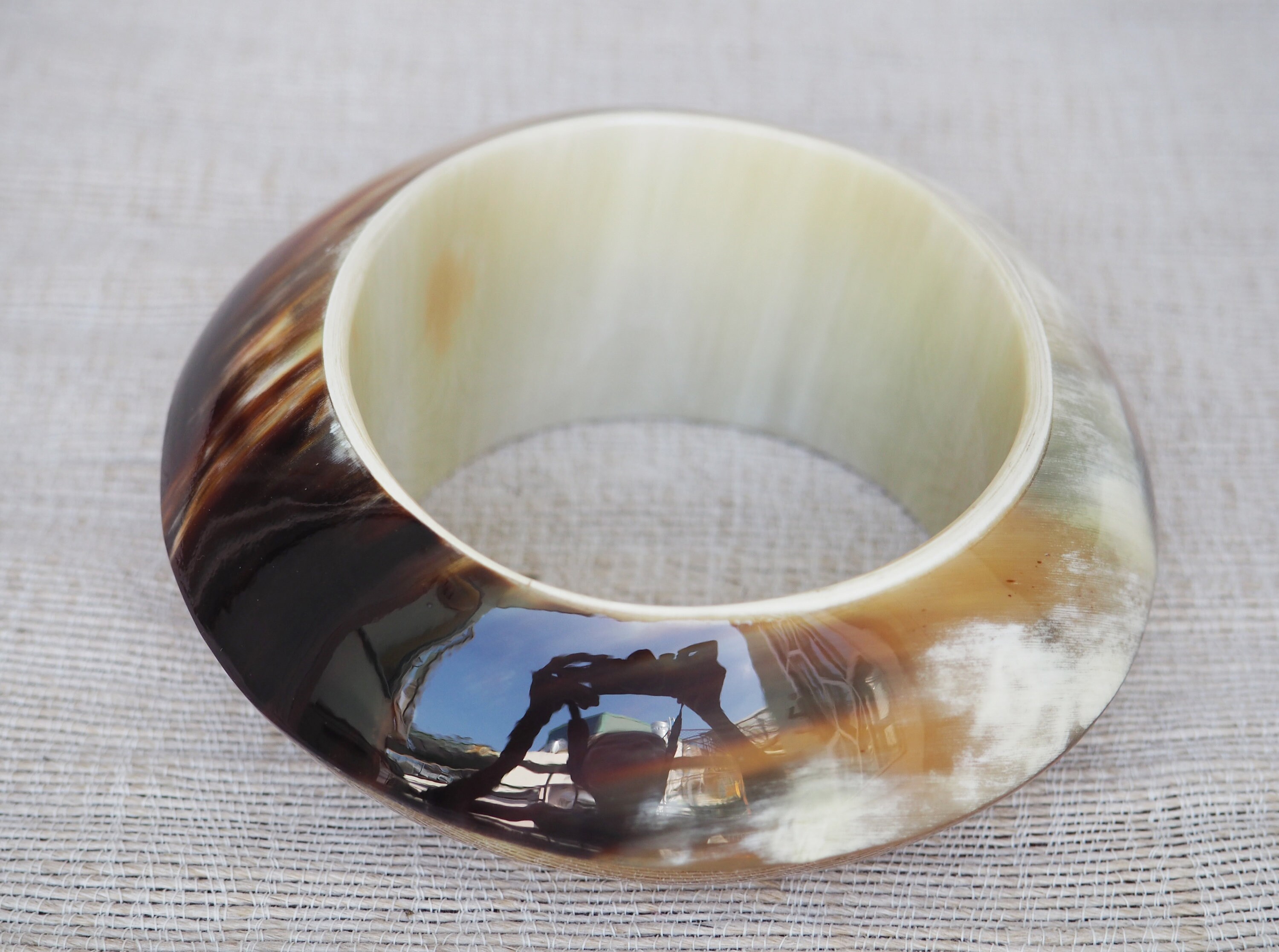 Natural Buffalo Horn Bangle Bracelet Deviated 3 Cm High B12