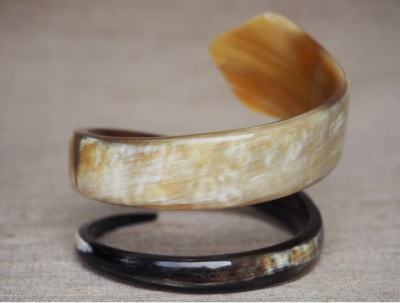 Set 7 Natural Buffalo Horn Bangle, Bracelet Set, Horn
