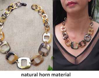 Natural Buffalo Horn Short Necklace N25