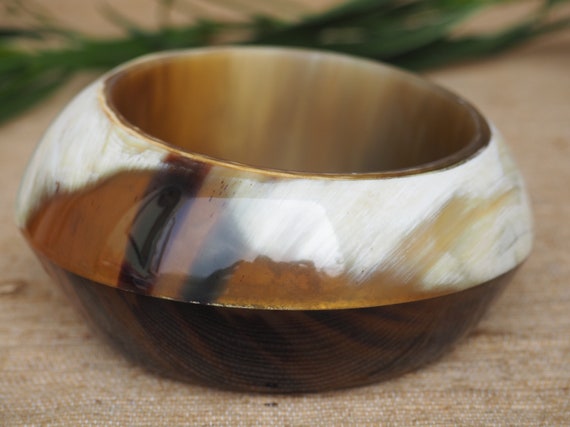 Thick Natural Buffalo Horn Gold Bracelet Set 03 Bangles