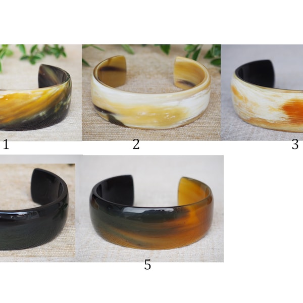 02 pcs Natural Buffalo Horn Bracelet Cuffs 0.8" (2 cm) BC2