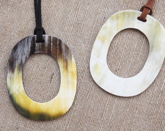 Natural Buffalo Horn Pendant Necklace 3"15 (8cm) PN34