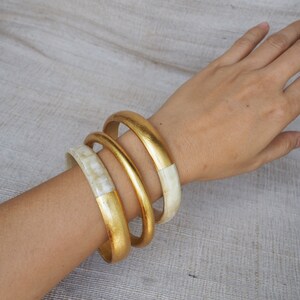 Natural Horn Gold Bracelet Set 03 Bangles BS0607G image 4