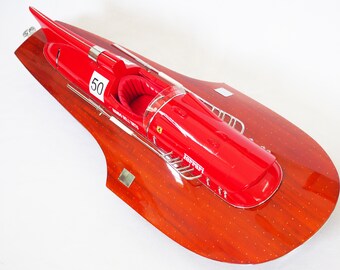 FERRARI 21" (52 cm long) Wood Boat Model