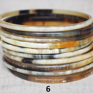 Natural Buffalo Horn Bracelet Set 10 Skinny Bangles BS03 image 4