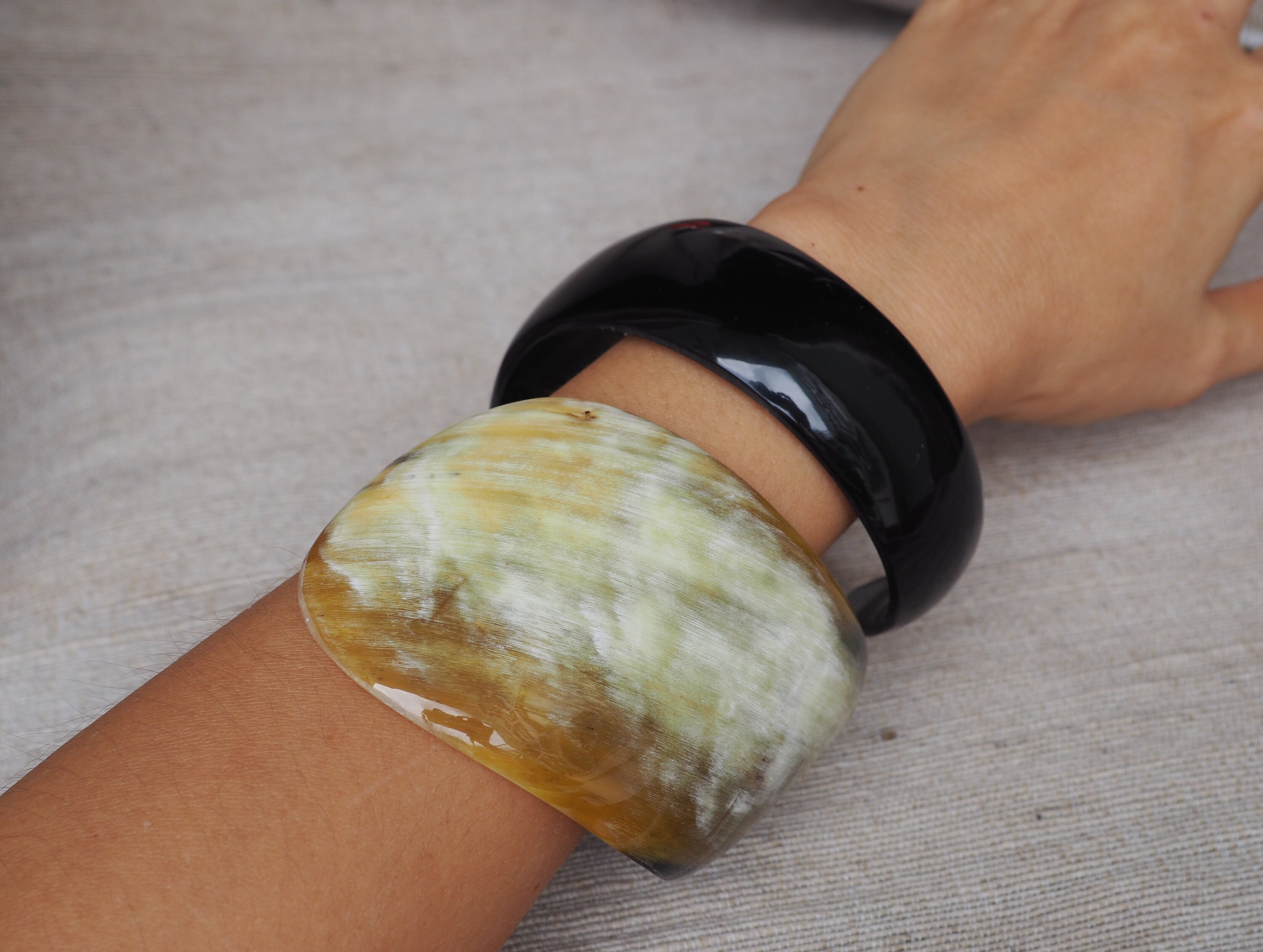 Natural Buffalo Horn Bangle Bracelet Chunky 3