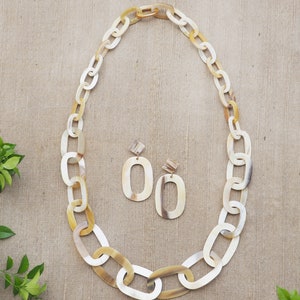 Natural Horn Jewelry Set Necklace Earrings NE2.8