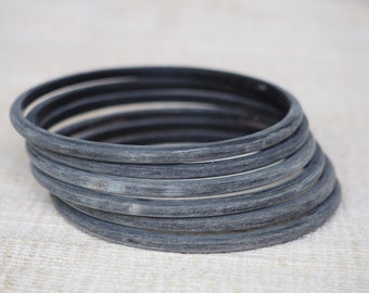 Natural Buffalo Horn Bracelet Set 07 Bangles Grey BS03Gr