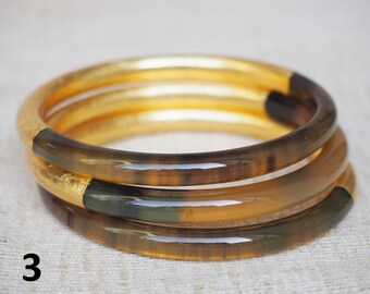 Thick Natural Buffalo Horn Gold Bracelet Set 03 Bangles BS07G