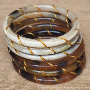 Brazalete de pulsera de cuerno natural grueso BS07CL