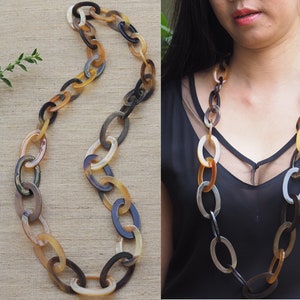 Natural Horn Necklace 40 Long Chain N2.3 image 1