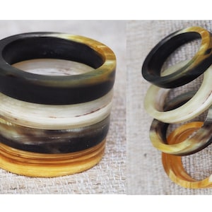 Natural Buffalo Horn Ring Set of 04 Pieces R8