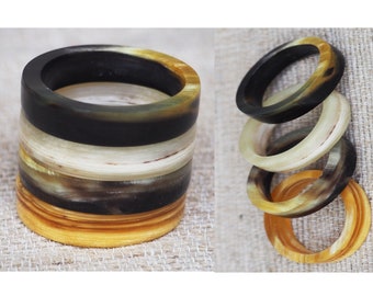 Natural Buffalo Horn Ring Set of 04 Pieces R8