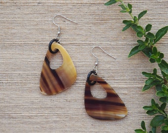 Natural Buffalo Horn Earrings Sail E60