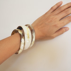 Natural Buffalo Horn Bracelet Set 03 Bangles Chunky B0620