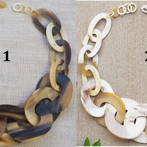 Natural Buffalo Horn Necklace Chunky Large Short N2.30 image 2