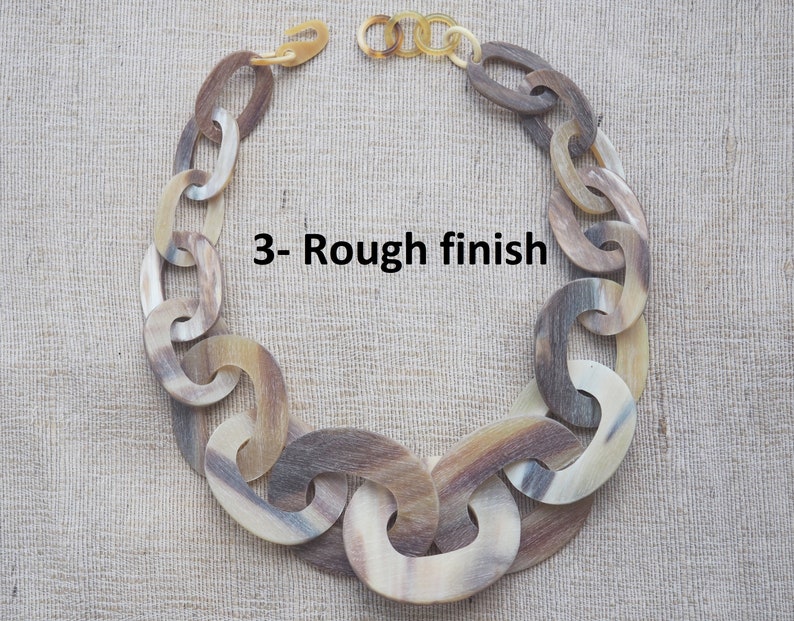 Natural Buffalo Horn Necklace Chunky Large Short N2.30 image 3