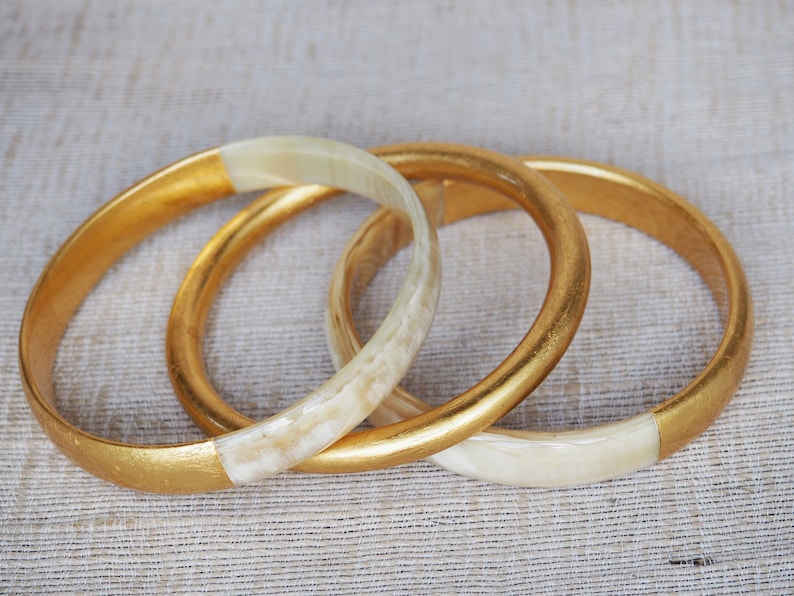 Natural Horn Gold Bracelet Set 03 Bangles BS0607G image 2