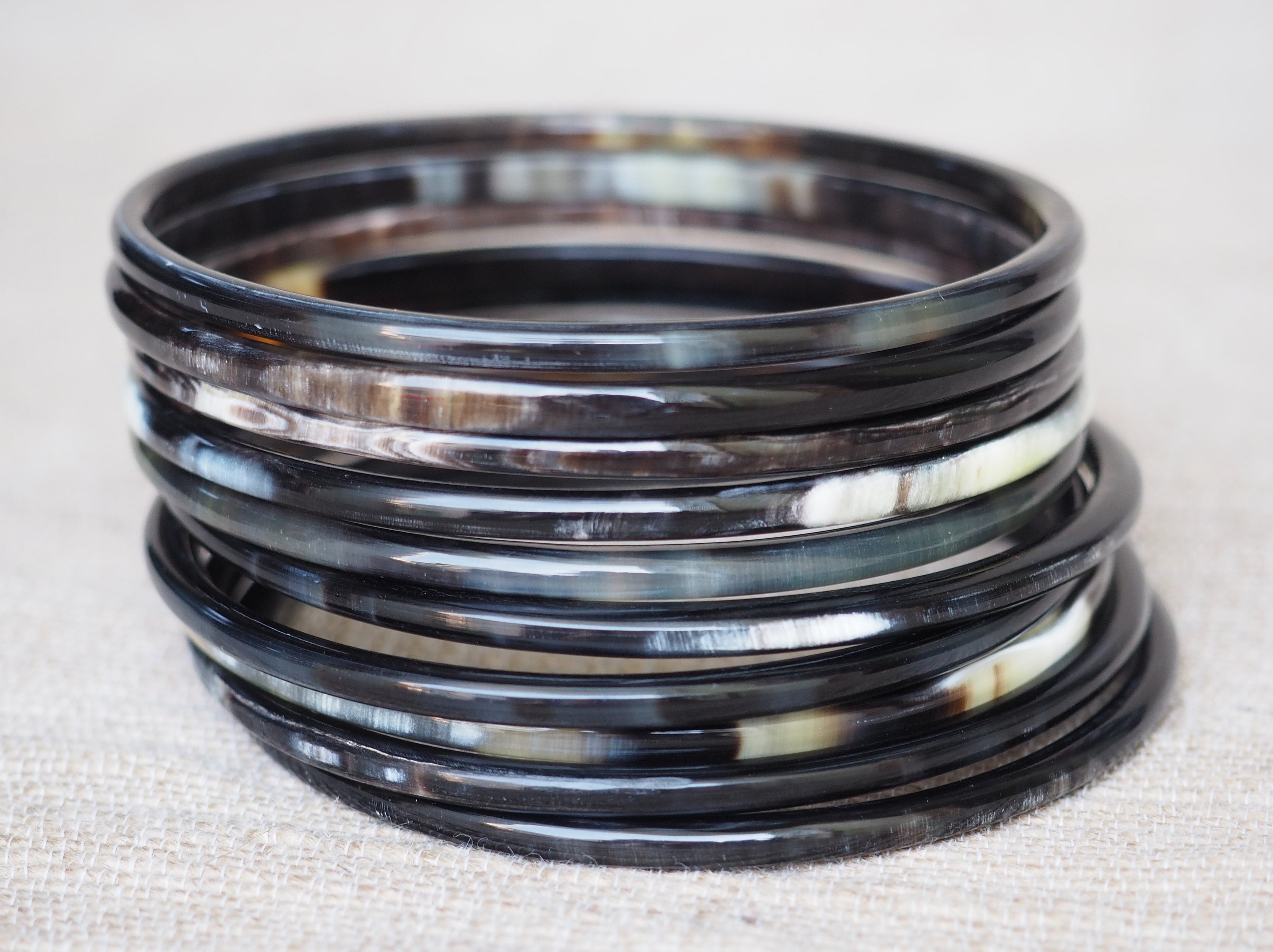 Natural Buffalo Horn Bracelet Set 10 Skinny Bangles BS03 - Etsy