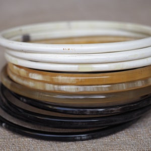 Natural Buffalo Horn Bracelet Set 10 Skinny Bangles BS03 image 9