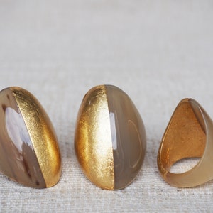 Natural Buffalo Horn Ring Chunky Oval R1.G