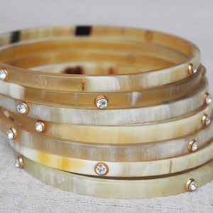 Natural Buffalo Horn Bracelet Set 07 Bangles BS05CZ